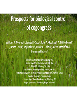 Prospects for Biological Control of Cogongrass