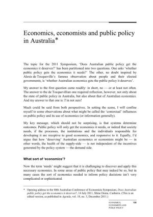 Chapter 8: Economics, Economists and Public Policy in Australia
