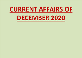Dec 2020 Current Affairs