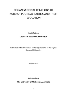 Organisational Relations of Kurdish Political Parties and Their Evolution