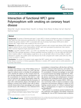 Interaction of Functional NPC1 Gene Polymorphism with Smoking On