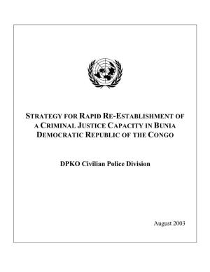 Justice Strategy for Bunia-DRC