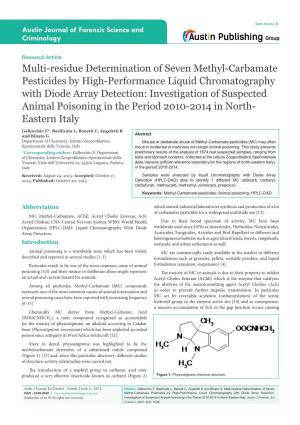 Multi-Residue Determination of Seven Methyl-Carbamate Pesticides By