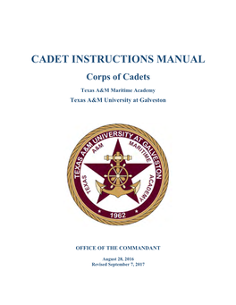 CADET INSTRUCTIONS MANUAL Corps of Cadets