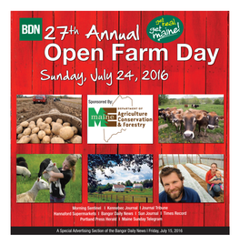 27Th Annual Open Farm Day Sunday, July 24, 2016