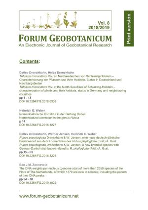 FORUM GEOBOTANICUM Vol. 8 2018/2019