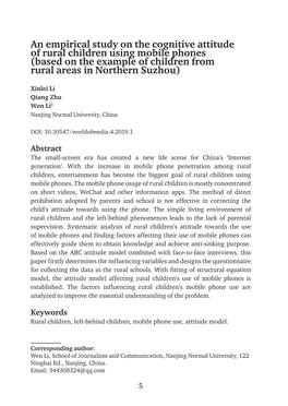 An Empirical Study on the Cognitive Attitude of Rural
