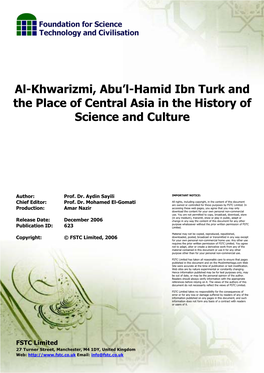 Al-Khwarizmi, Abdulhamid Ibn Turk and the Place of Central Asia in The