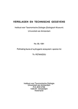 Page 1 VERSLAGEN EN TECHNISCHE GEGEVENS Instituut