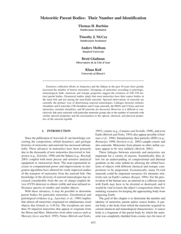 Meteoritic Parent Bodies: Their Number and Identification