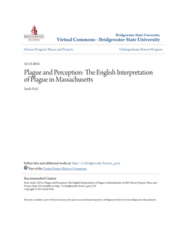 Plague and Perception: the Ne Glish Interpretation of Plague in Massachusetts Sarah Peck