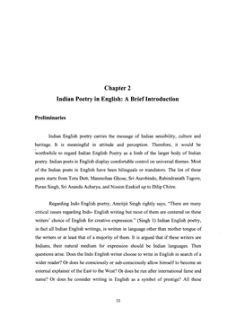 Chapter 2 Indian Poetry in English: a Brief Introduction