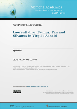 Laurenti Divo: Faunus, Pan and Silvanus in Virgil's Aeneid