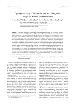 Cytological Study of Tetraploid Species of Magnolia Subgenus Yulania (Magnoliaceae)