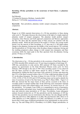 1 Revisiting 154-Day Periodicity in the Occurrence of Hard Flares. A