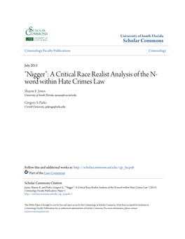 A Critical Race Realist Analysis of the N-Word Within Hate Crimes Law" (2013)