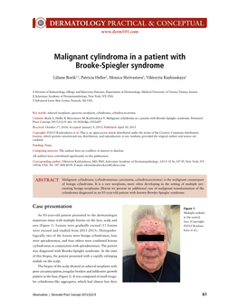 Malignant Cylindroma in a Patient with Brooke-Spiegler Syndrome