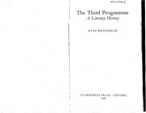 The Third Programme a Literary History
