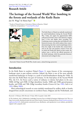 The Heritage of the Second World War: Bombing in the Forests and Wetlands of the Koźle Basin Jan M