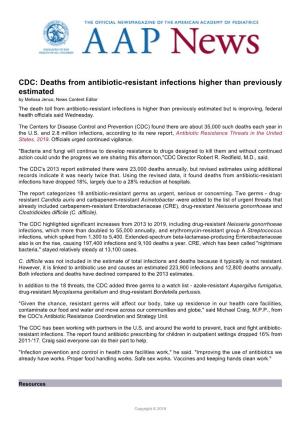 CDC: Deaths from Antibiotic-Resistant Infections Higher Than Previously