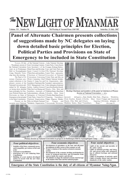 Panel of Alternate Chairmen Presents Collections of Suggestions Made By