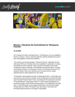 Disney + Declares Its Commitment to 'Simpsons Forever'