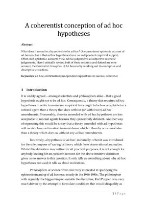 A Coherentist Conception of Ad Hoc Hypotheses