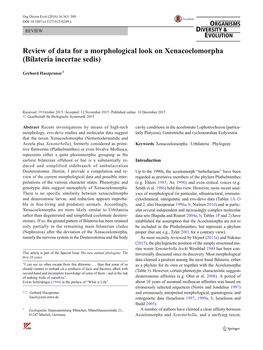 Review of Data for a Morphological Look on Xenacoelomorpha (Bilateria Incertae Sedis)