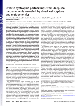 Diverse Syntrophic Partnerships from Deep-Sea Methane Vents Revealed by Direct Cell Capture and Metagenomics