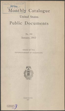 Monthly Catalogue, United States Public Documents, January 1917