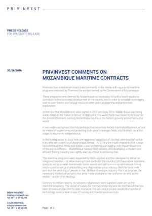 Privinvest Comments on Mozambique Maritime Contracts
