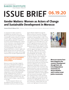 Gender Matters: Women As Actors of Change and Sustainable Development in Morocco