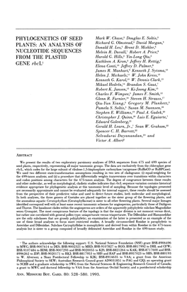 An Analysis of Nucleotide Sequences from the Plastid Gene Rbcl