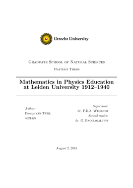 Mathematics in Physics Education at Leiden University 1912–1940