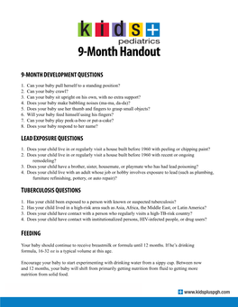 9-Month Well Child Handout