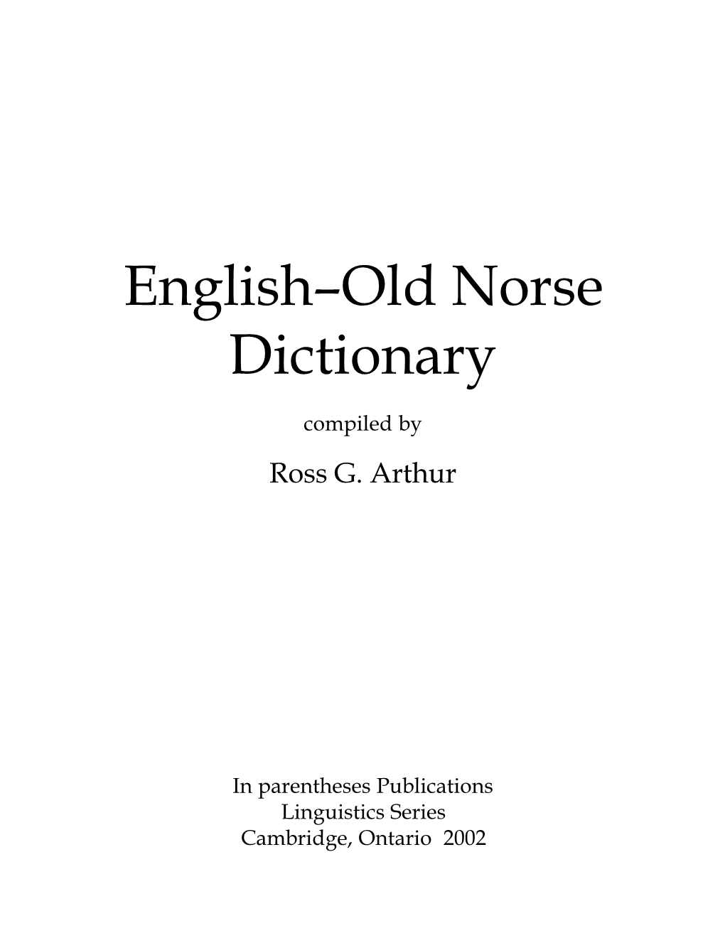 English–Old Norse Dictionary