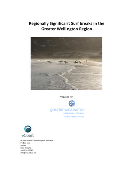 Regionally Significant Surf Breaks in the Greater Wellington Region