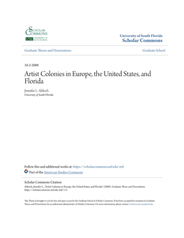 Artist Colonies in Europe, the United States, and Florida Jennifer L