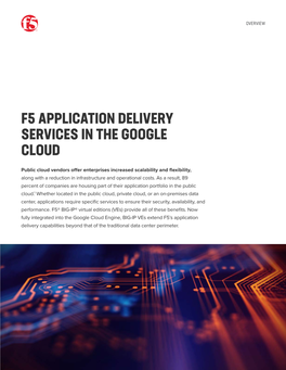 F5 Application Delivery Services in the Google Cloud