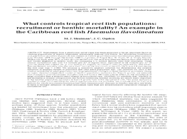 What Controls Tropical Reef Fish Populations: Recruitment Or Benthic Mortality? an Example in the Caribbean Reef Fish Haemulon Flavolineatum