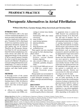 Therapeutic Alternatives in Atrial Fibrillation