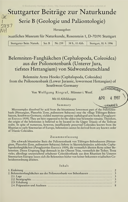 Belemniten-Fanghäkchen (Cephalopoda, Coleoidea) Aus Der Psilonotenbank (Unterer Jura, Tiefstes Hettangium) Von Südwestdeutschland
