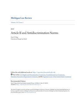 Article II and Antidiscrimination Norms Aziz Z