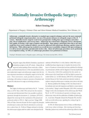 Minimally Invasive Orthopedic Surgery: Arthroscopy