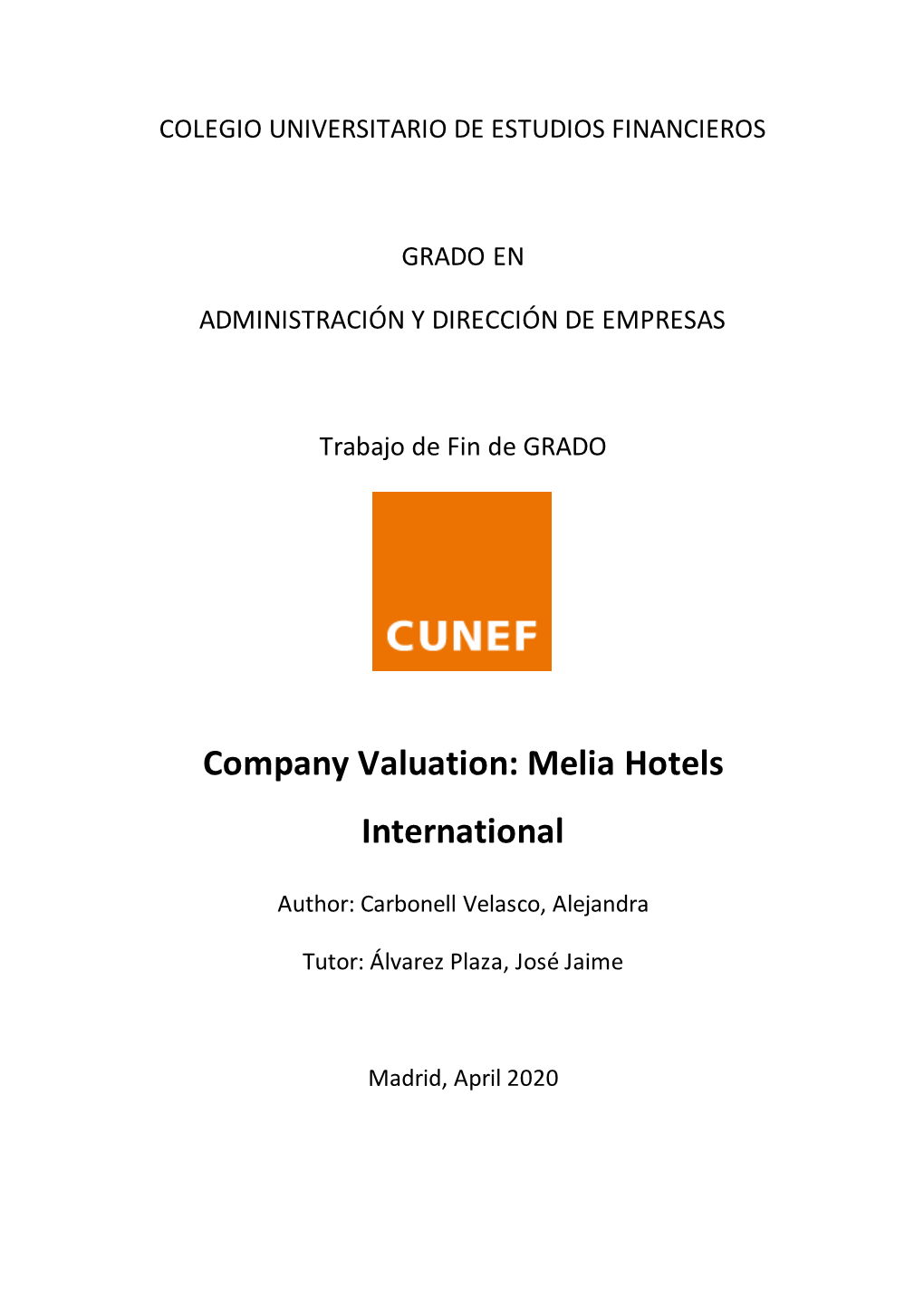 Company Valuation: Melia Hotels International