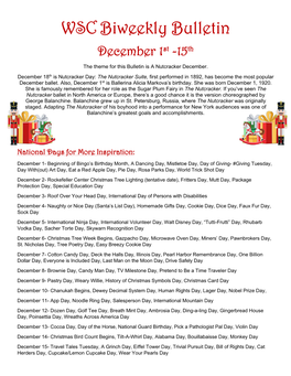 WSC Biweekly Bulletin December 1St -15Th