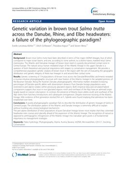 Genetic Variation in Brown Trout Salmo Trutta Across the Danube, Rhine