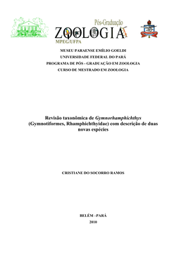 Revisão Taxonômica De Gymnorhamphichthys (Gymnotiformes, Rhamphichthyidae) Com Descrição De Duas Novas Espécies