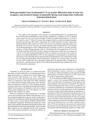 Hydrogen-Bonded Water in Laumontite I: X-Ray Powder Diffraction Study Of