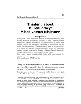 Thinking About Bureaucracy: Mises Versus Niskanen